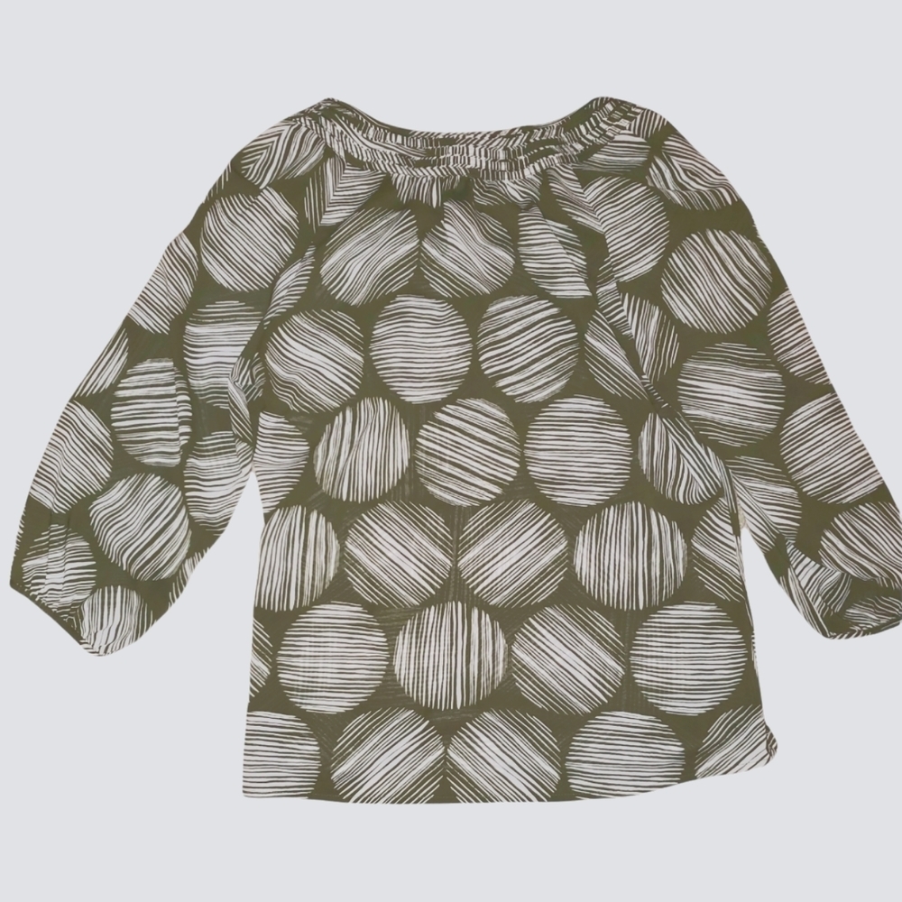 Banana Republic Scoop Neckline 3/4 Sleeve Gathered Shoulders Sheer Top 597 - Picture 3 of 5